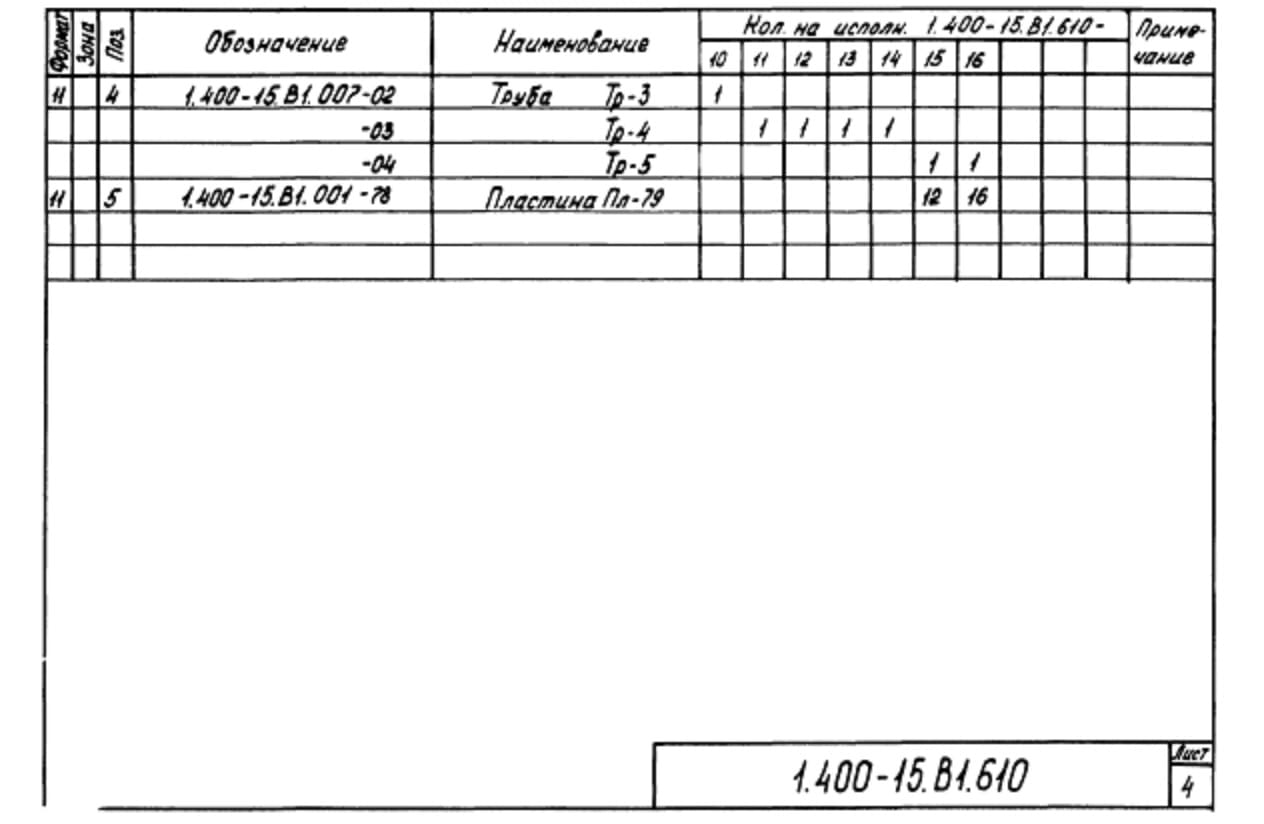 Техническая документация на изделие закладное МН601-МН617 серия 1.400-15 Лист 4